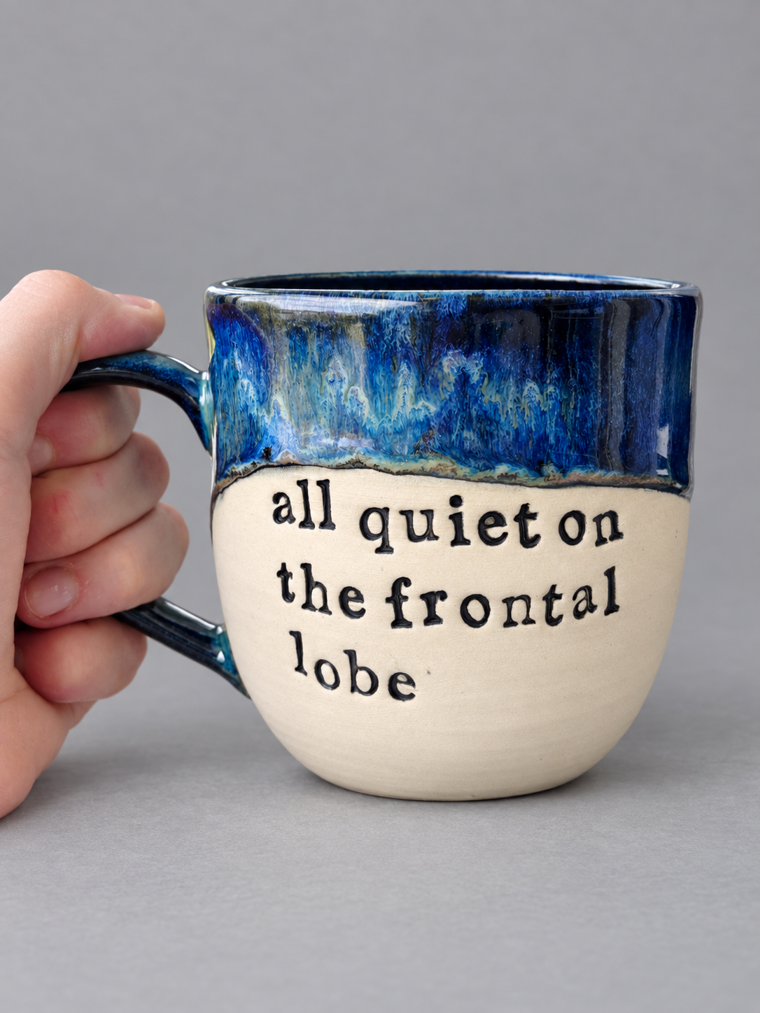 All quiet on the frontal lobe mug