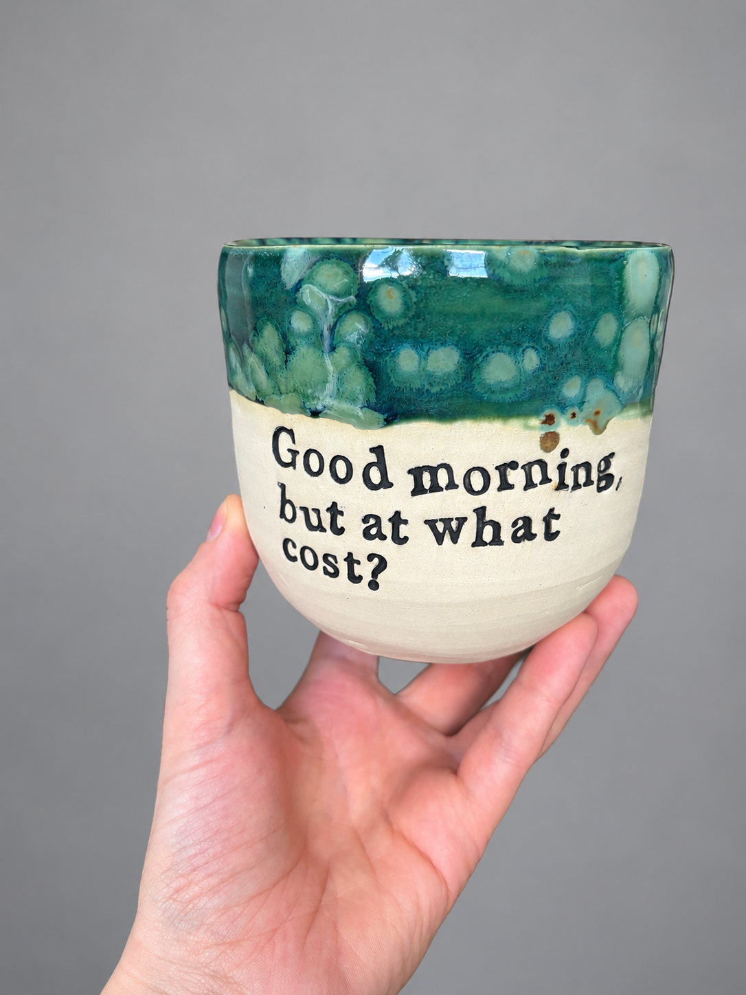 Good morning but at what cost mug