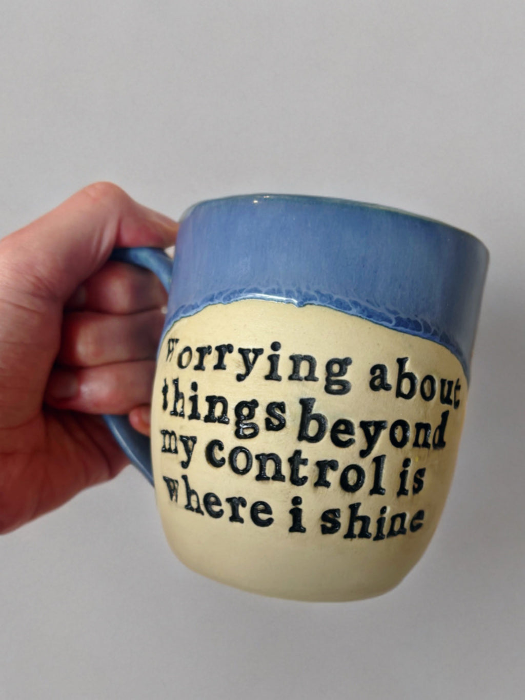 Worrying about things beyond my control is where I shine mug